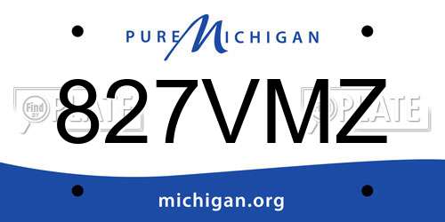 827VMZ Michigan License Plate