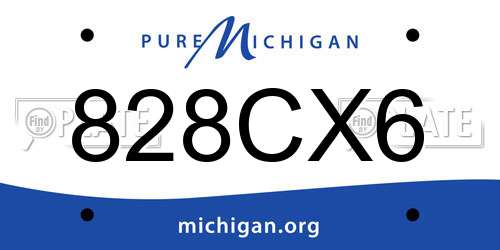 828CX6 Michigan License Plate
