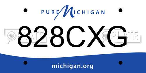 828CXG Michigan License Plate
