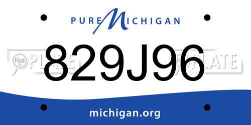 829J96 Michigan License Plate