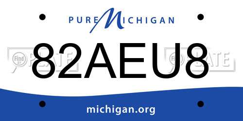 82AEU8 Michigan License Plate
