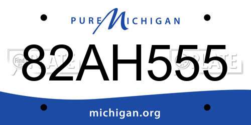 82AH555 Michigan License Plate