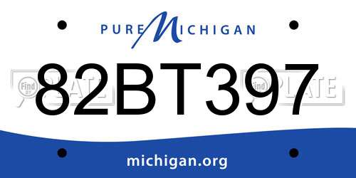 82BT397 Michigan License Plate