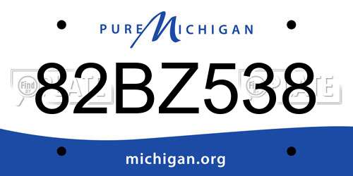 82BZ538 Michigan License Plate