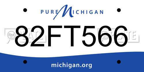 82FT566 Michigan License Plate