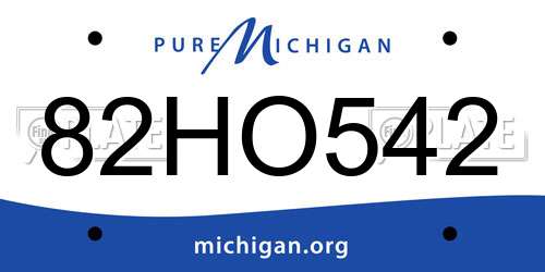 82HO542 Michigan License Plate