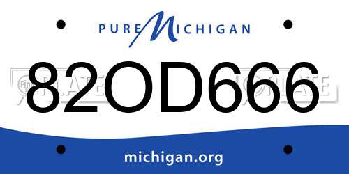 82OD666 Michigan License Plate