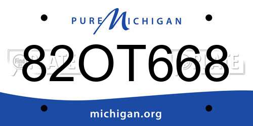 82OT668 Michigan License Plate