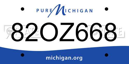 82OZ668 Michigan License Plate