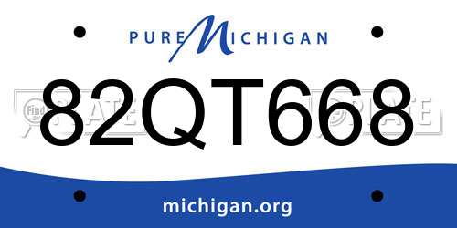 82QT668 Michigan License Plate