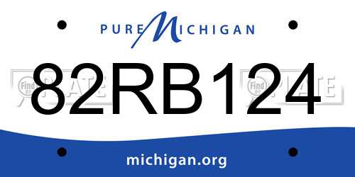 82RB124 Michigan License Plate