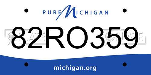 82RO359 Michigan License Plate