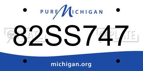 82SS747 Michigan License Plate