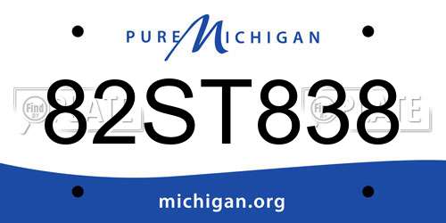 82ST838 Michigan License Plate