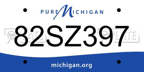 82SZ397 Michigan License Plate
