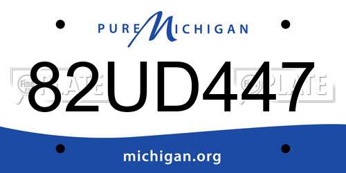 82UD447 Michigan License Plate