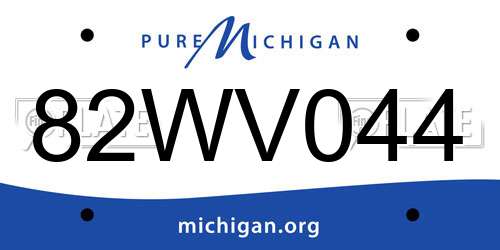 82WV044 Michigan License Plate