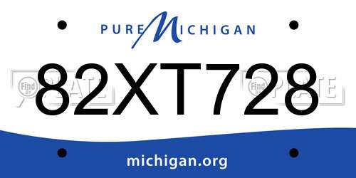 82XT728 Michigan License Plate