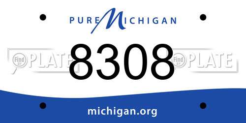 8308 Michigan License Plate