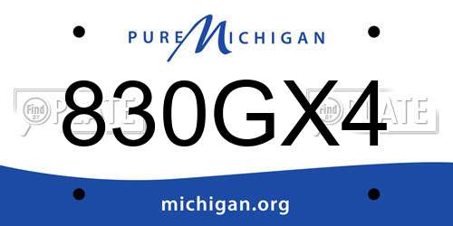 830GX4 Michigan License Plate