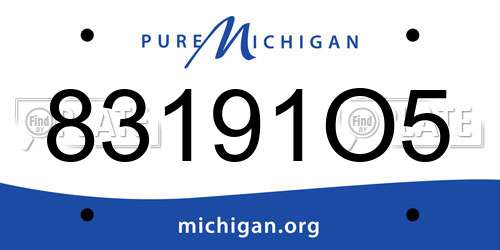 83191O5 Michigan License Plate