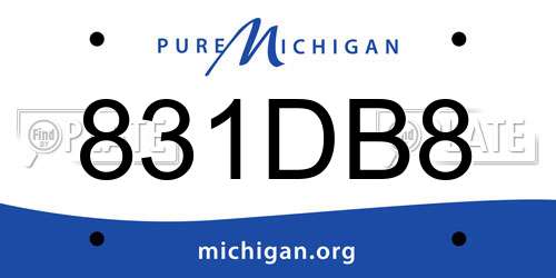 831DB8 Michigan License Plate