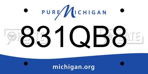 831QB8 Michigan License Plate