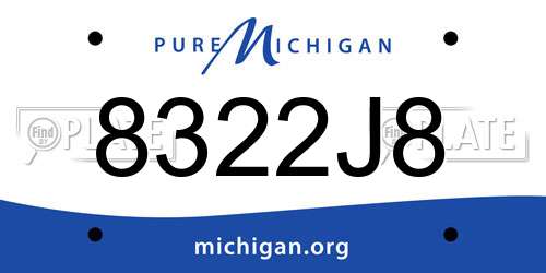 8322J8 Michigan License Plate