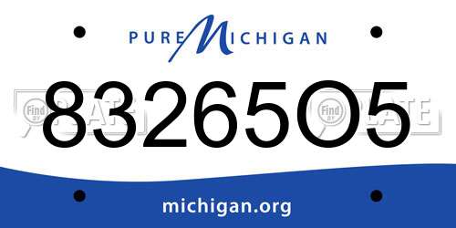 83265O5 Michigan License Plate