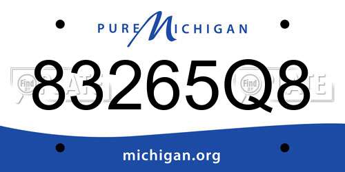 83265Q8 Michigan License Plate