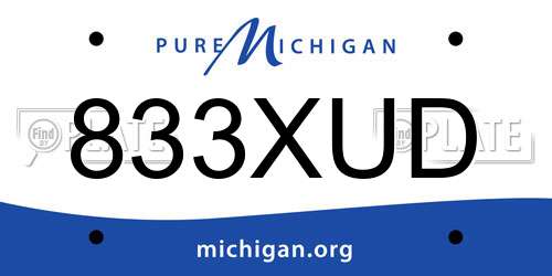 833XUD Michigan License Plate