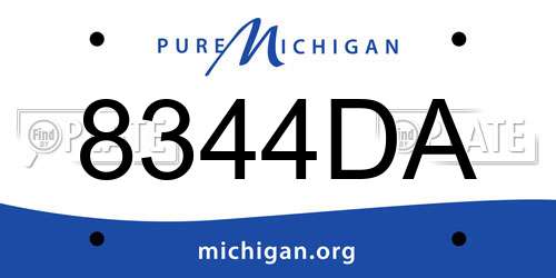 8344DA Michigan License Plate