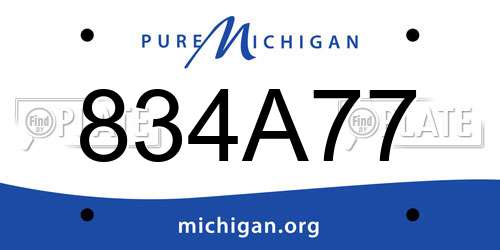 834A77 Michigan License Plate