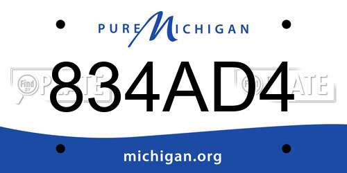 834AD4 Michigan License Plate