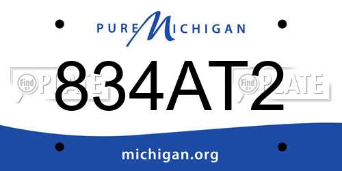 834AT2 Michigan License Plate