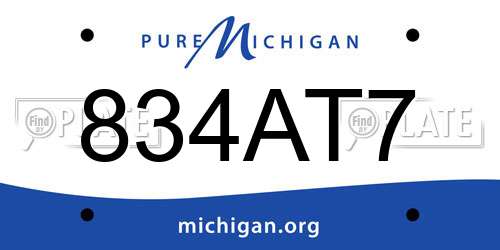 834AT7 Michigan License Plate