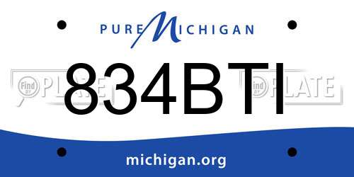 834BTI Michigan License Plate
