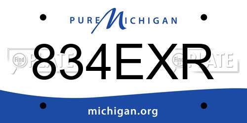 834EXR Michigan License Plate