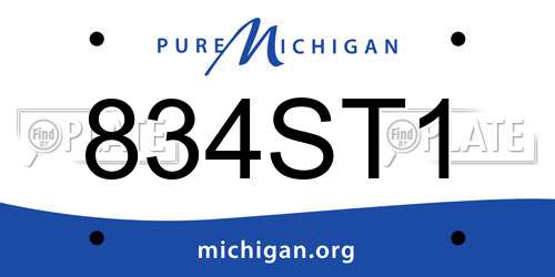 834ST1 Michigan License Plate