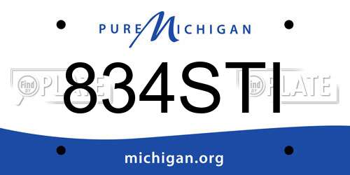 834STI Michigan License Plate