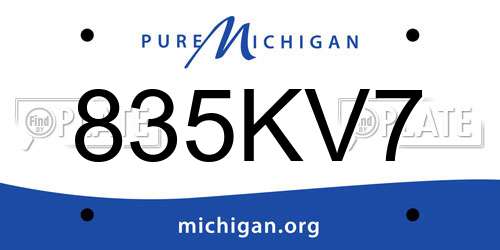 835KV7 Michigan License Plate