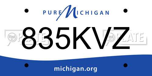 835KVZ Michigan License Plate
