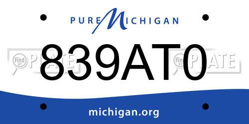 839AT0 Michigan License Plate