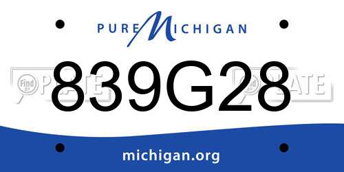 839G28 Michigan License Plate
