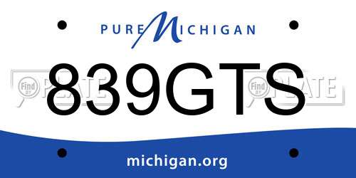 839GTS Michigan License Plate