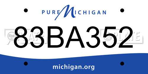83BA352 Michigan License Plate
