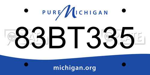 83BT335 Michigan License Plate