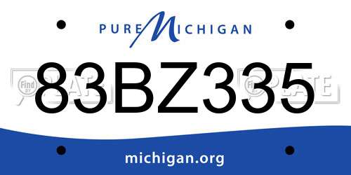 83BZ335 Michigan License Plate