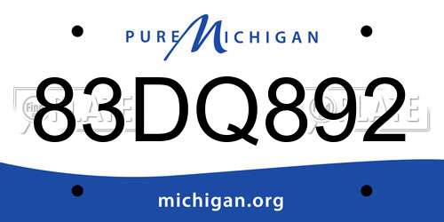 83DQ892 Michigan License Plate