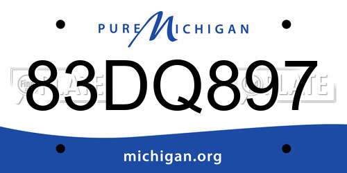 83DQ897 Michigan License Plate